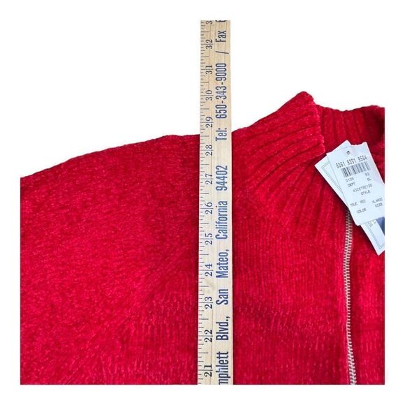 Jennifer Moore Women's Knit Mock Neck Quarter Zip Pullover Sweater Red Sz XL NWT - Picture 6 of 10